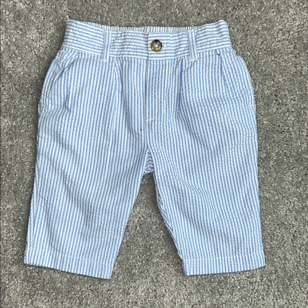 Polo by Ralph Lauren Blue and White Seersucker Pants 6 months